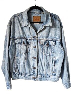 Levi’s Premium Light Blue Acid Wash Oversized Jean Jacket - Women's Small EUC